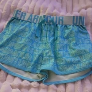Under Armour Women's Teal and Blue Athletic Shorts